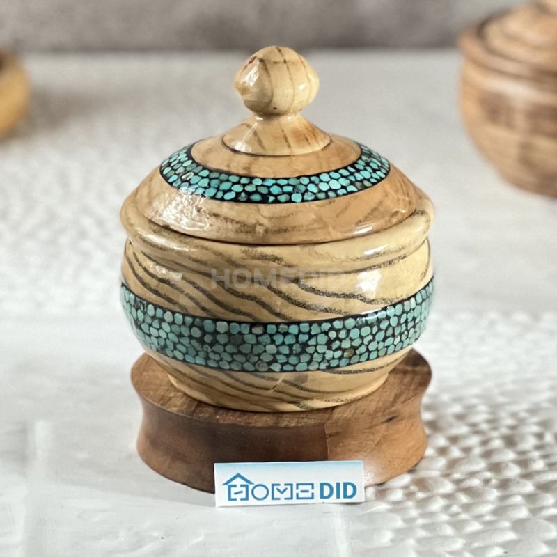 wooden-sugar-bowl-with turquoise-inlaying-body decoration-made-of-ash-wood